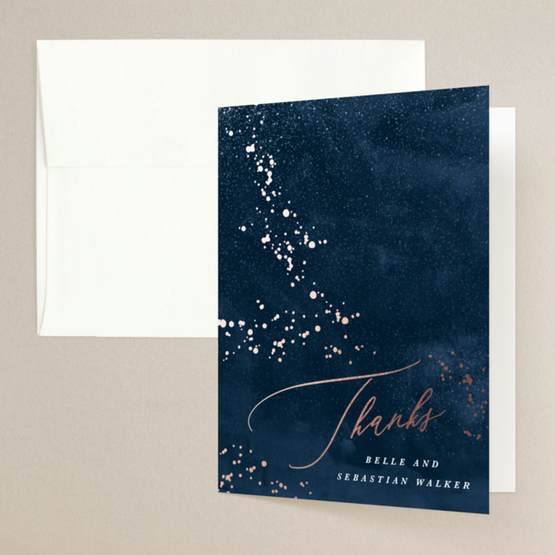 "Cosmos" - Wedding Thank You Cards in Midnight by Hooray Creative - Front