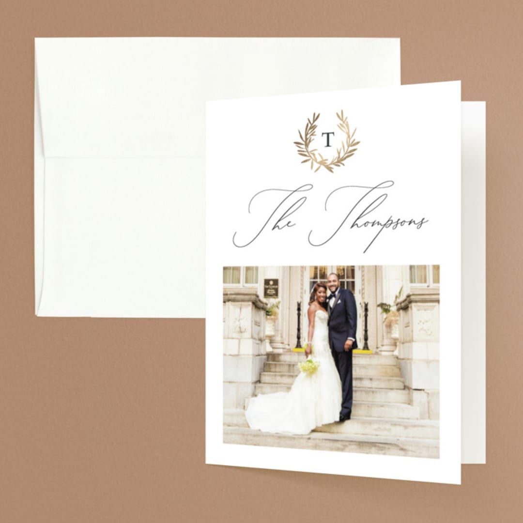 "laurel monogram" - Wedding Thank You Cards in Cotton by Stacey Meacham - Front