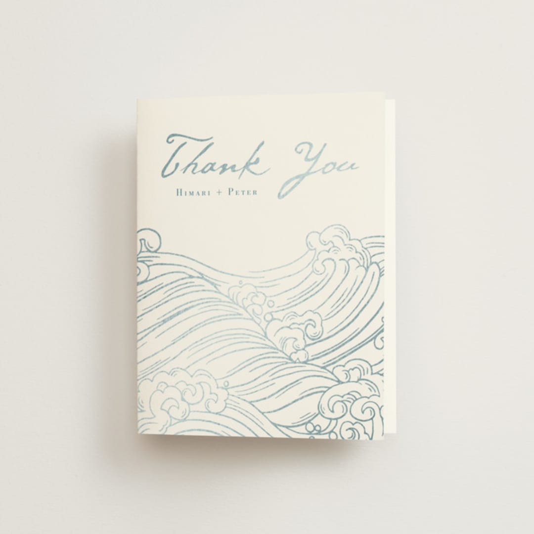 "waves" - Wedding Thank You Cards in Aqua by Jessie Steury - Front