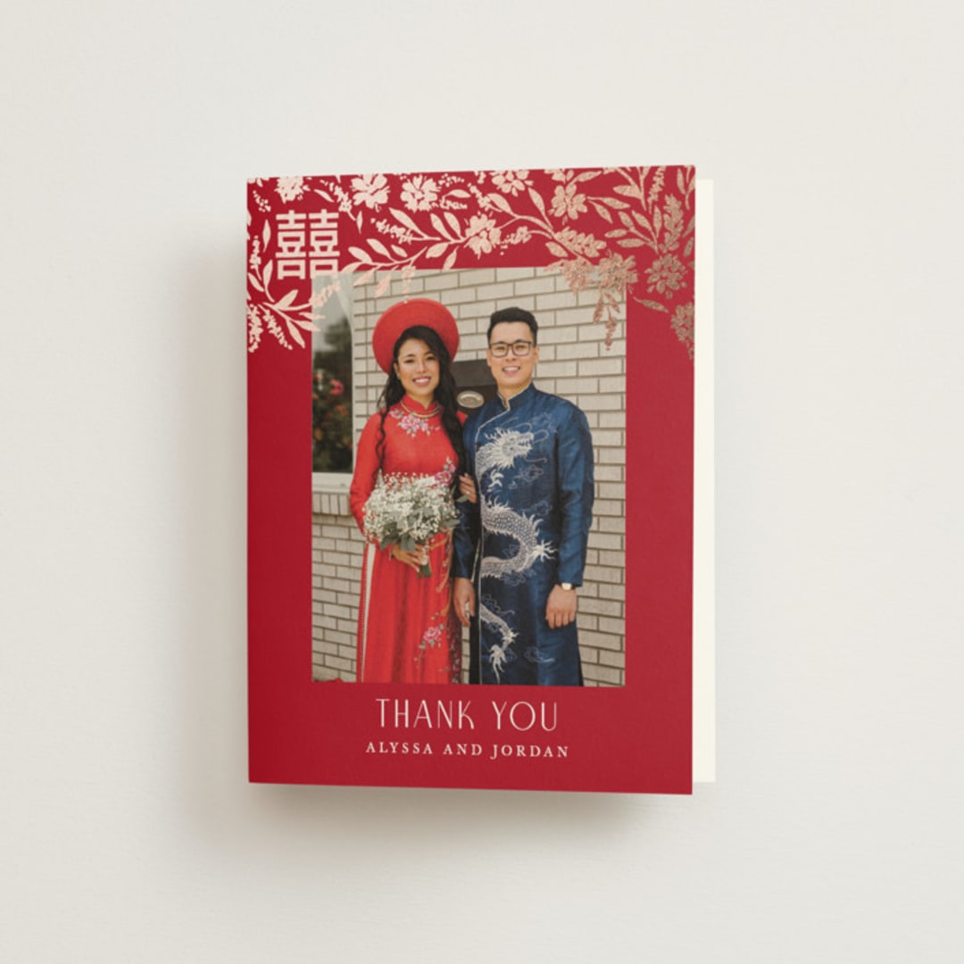"Garden Vines" - Wedding Thank You Cards in Ruby by Yaling Hou Suzuki - Front