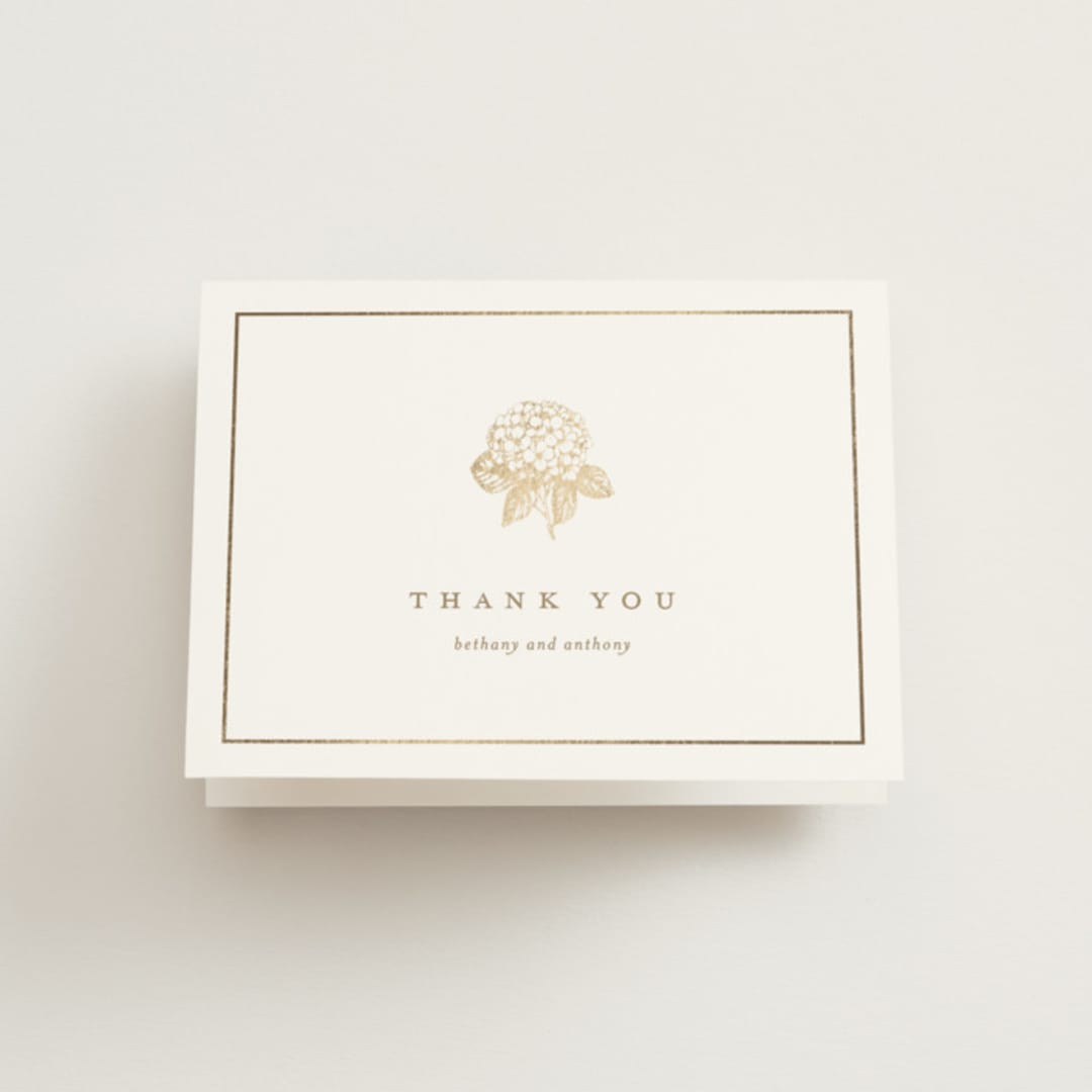 "Hydrangea bloom" - Wedding Thank You Cards in Cotton by Stacey Meacham - Front