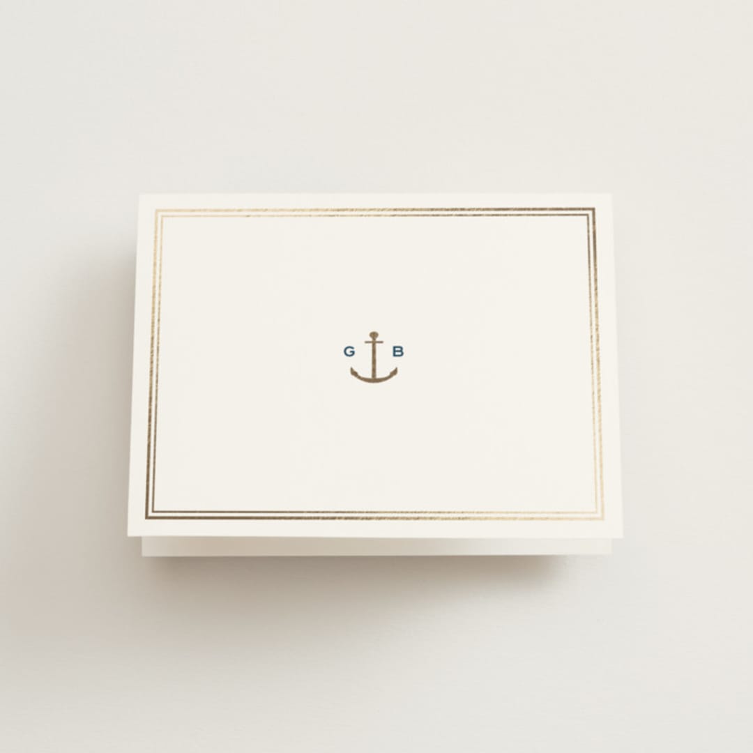 "Anchored" - Wedding Thank You Cards in Royal Navy by Olivia Raufman - Front