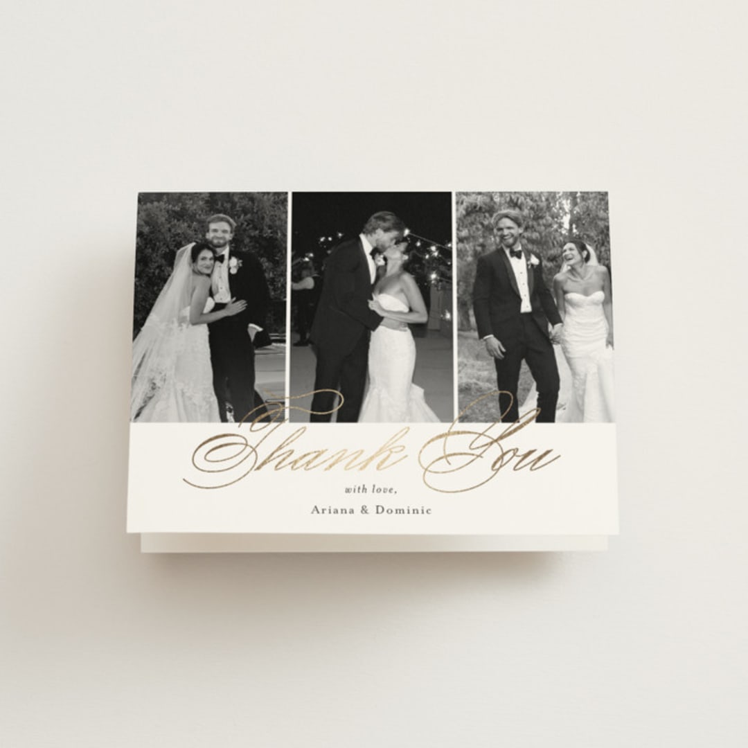 "Gilded Ampersand" - Wedding Thank You Cards in Cotton by Jennifer Postorino - Front