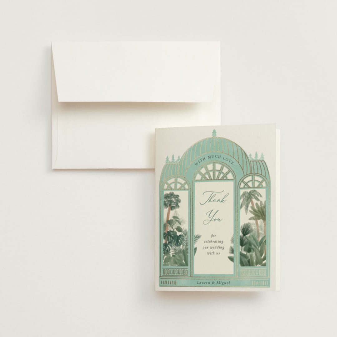 "The Greenhouse" - Wedding Thank You Cards in Seagreen by Elly - Front
