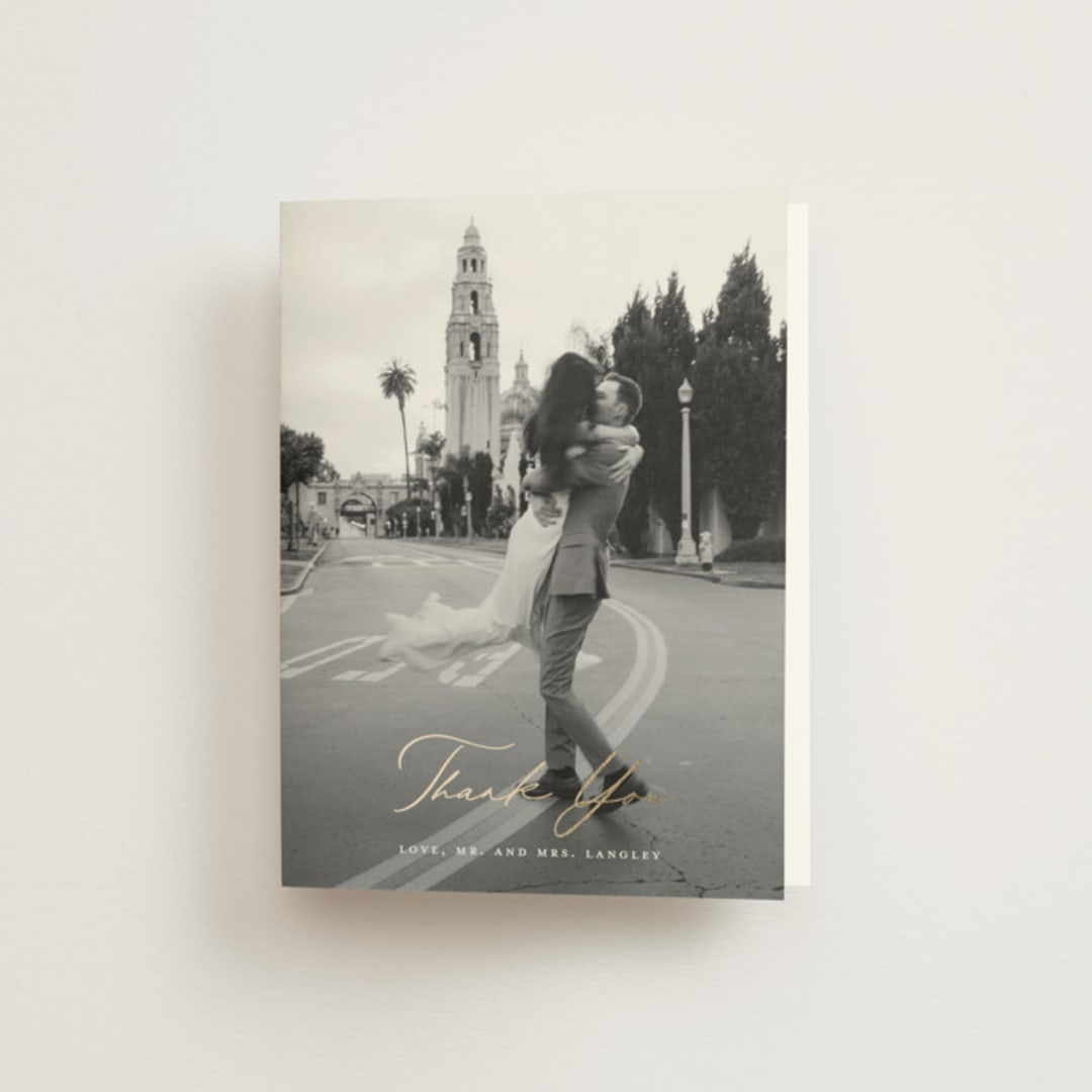 "Peaks" - Wedding Thank You Cards in Hunter by Sarah Brown - Front