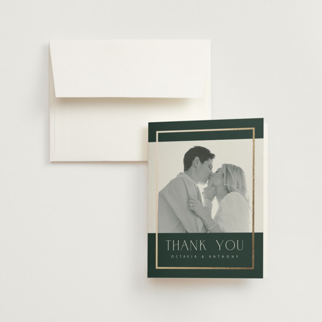 "Regal" - Wedding Thank You Cards in Evergreen by Nicole Walsh - Front