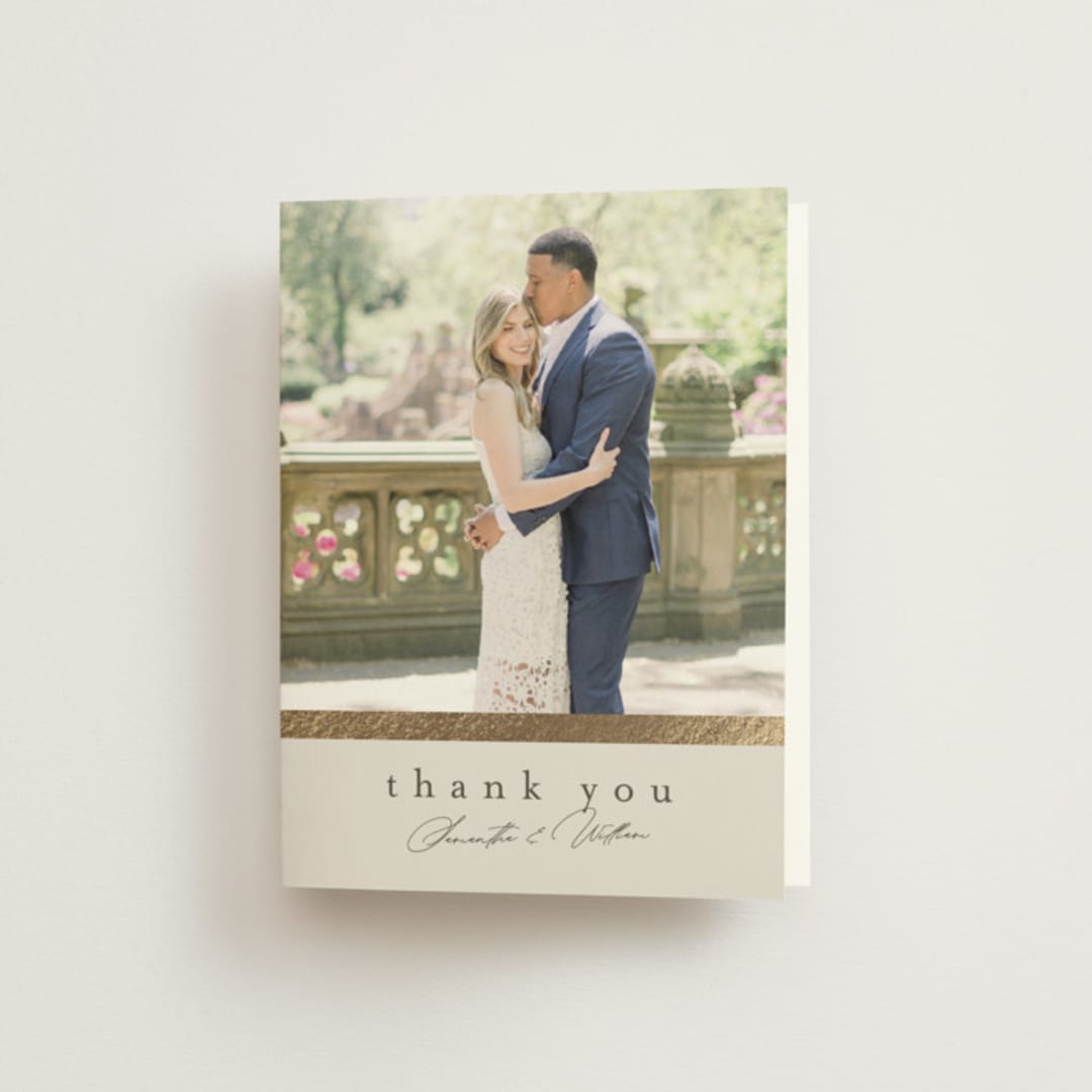 "Surround" - Wedding Thank You Cards in Sand by Nicole Walsh - Front