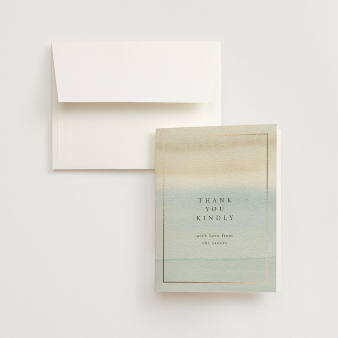 "Contemplate" - Wedding Thank You Cards in Sand by Janean Hinger - Front