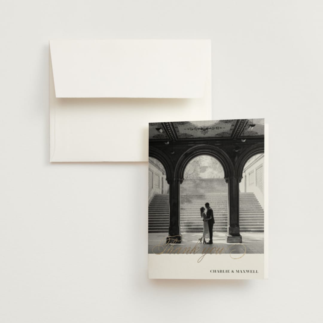 "Love" - Wedding Thank You Cards in Cloud by Shannon Chen of Four Wet Feet Studio - Front