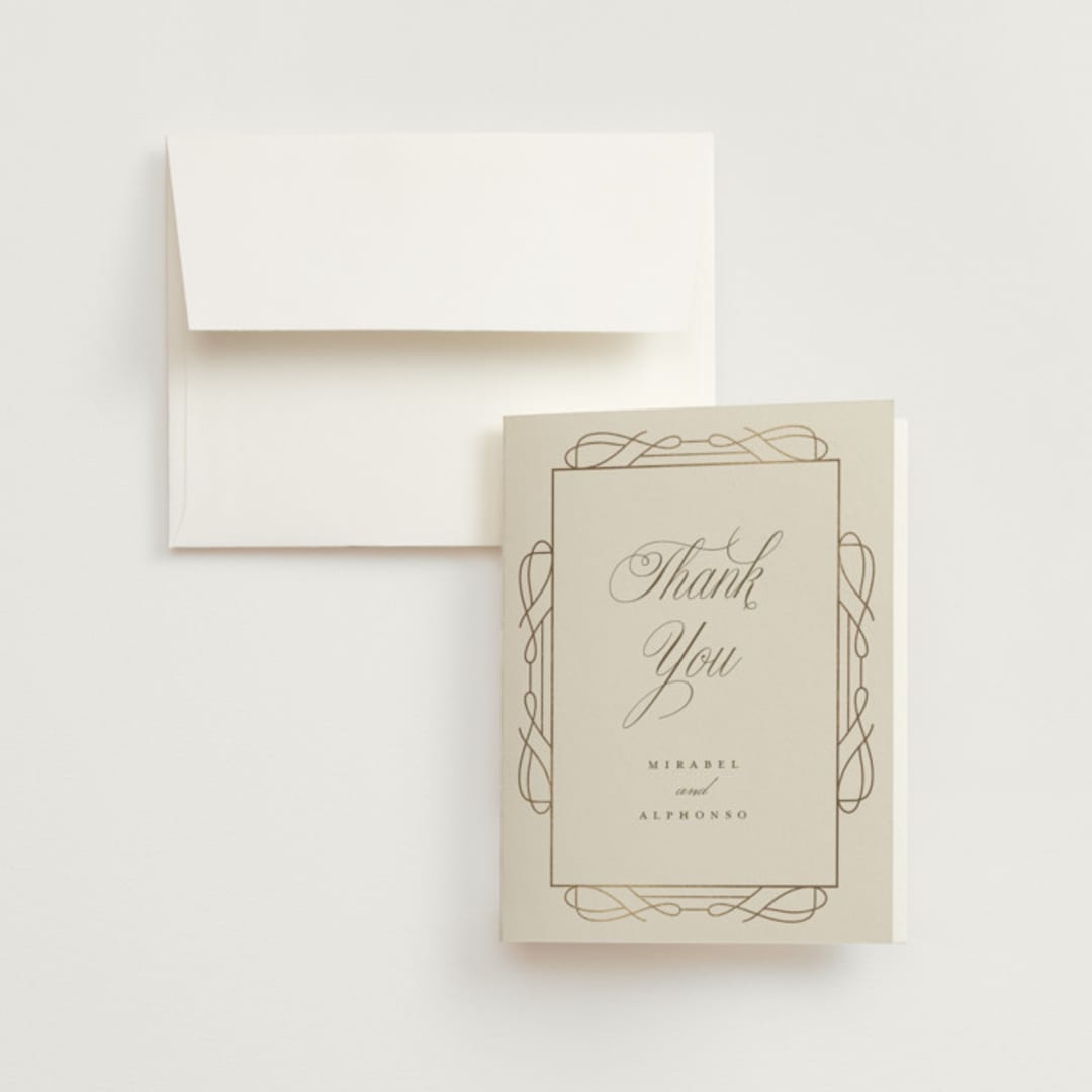 "Simple Art Nouveau" - Wedding Thank You Cards in Cream by Katie Zimpel - Front