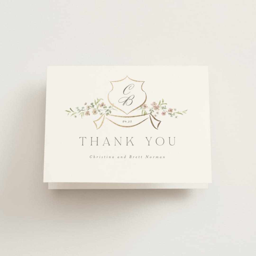 "Posy" - Wedding Thank You Cards in Blush by Everett Paper Goods - Front
