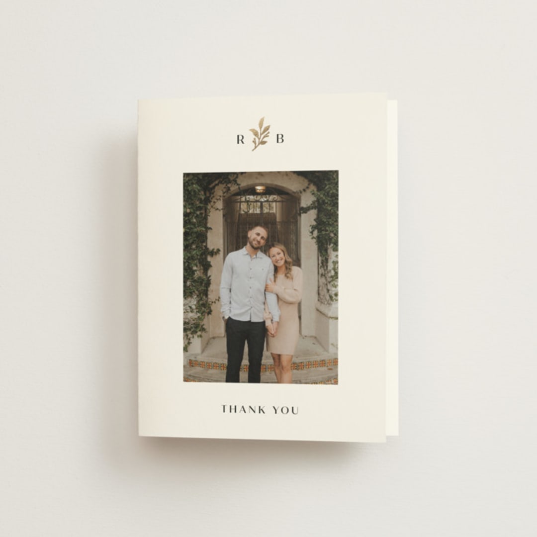 "Petite Sprig" - Wedding Thank You Cards in Black Dahlia by Olivia Raufman - Front