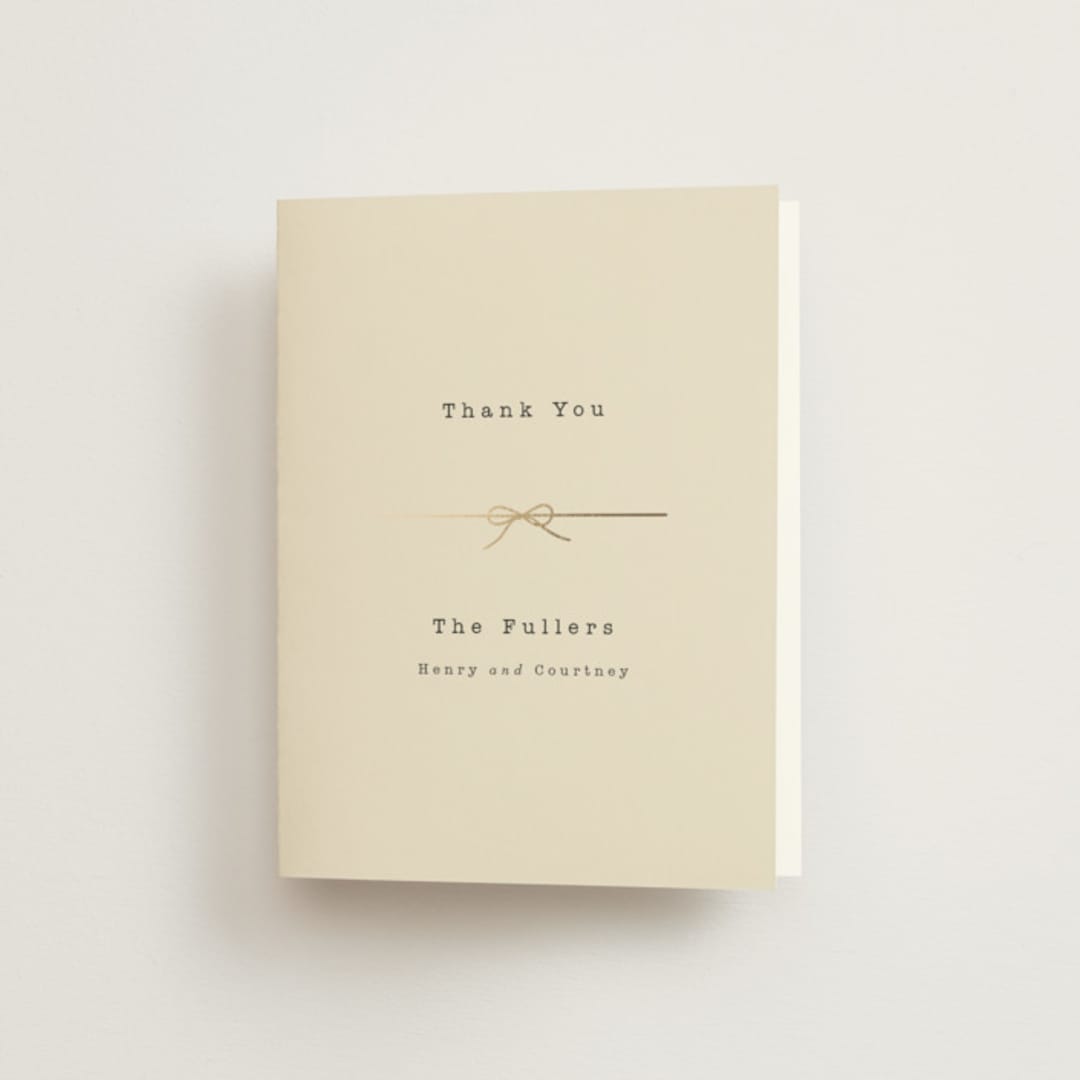 "Bow Tie" - Wedding Thank You Cards in Ivory by Baumbirdy - Front