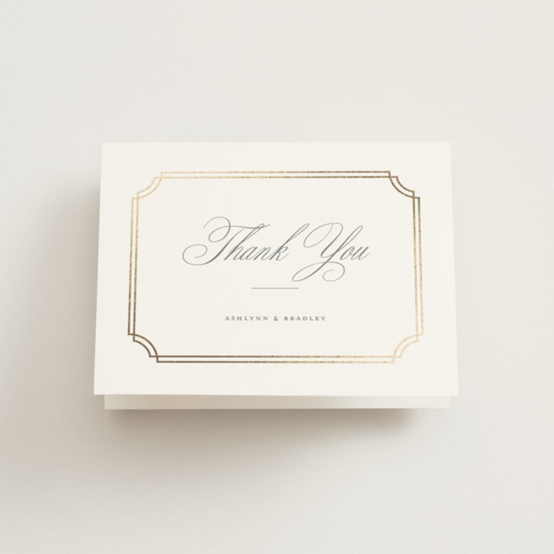 "Formally" - Wedding Thank You Cards in Mist by Sarah Brown - Front