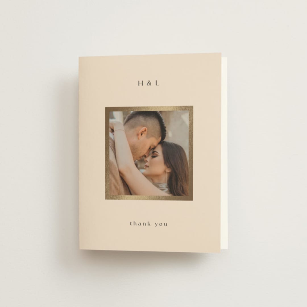 "Framed Photo" - Wedding Thank You Cards in Latte by Stacy Maalouf - Front