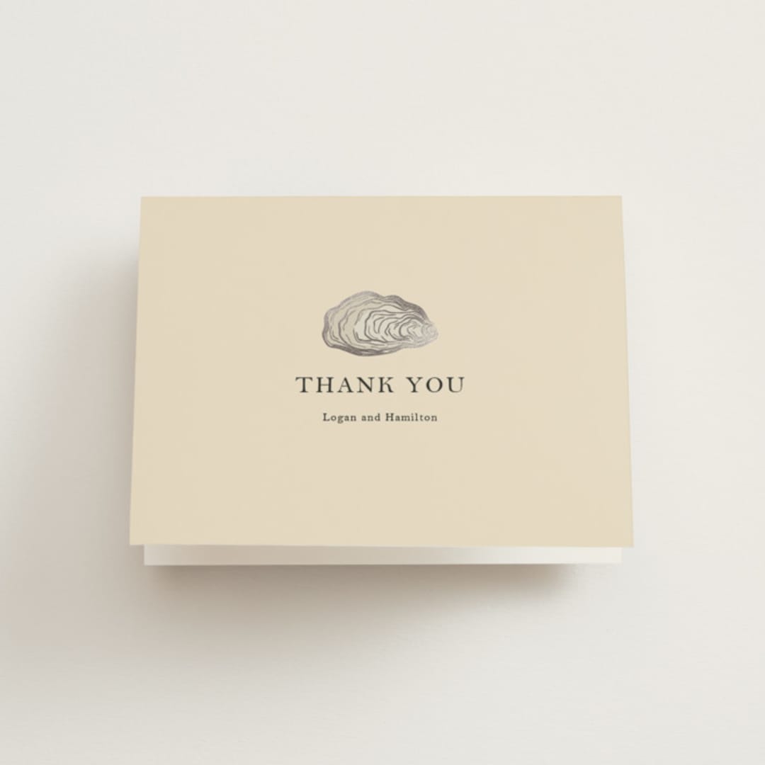 "Cove" - Wedding Thank You Cards in Sand by Jennifer Lew - Front