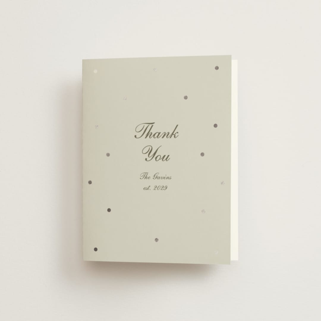 "Pearls" - Wedding Thank You Cards in Fog by Baumbirdy - Front