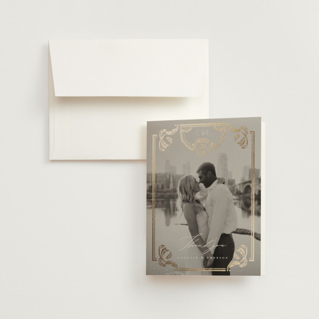 "Mirror" - Wedding Thank You Cards in Onyx by Ana de Sousa - Front