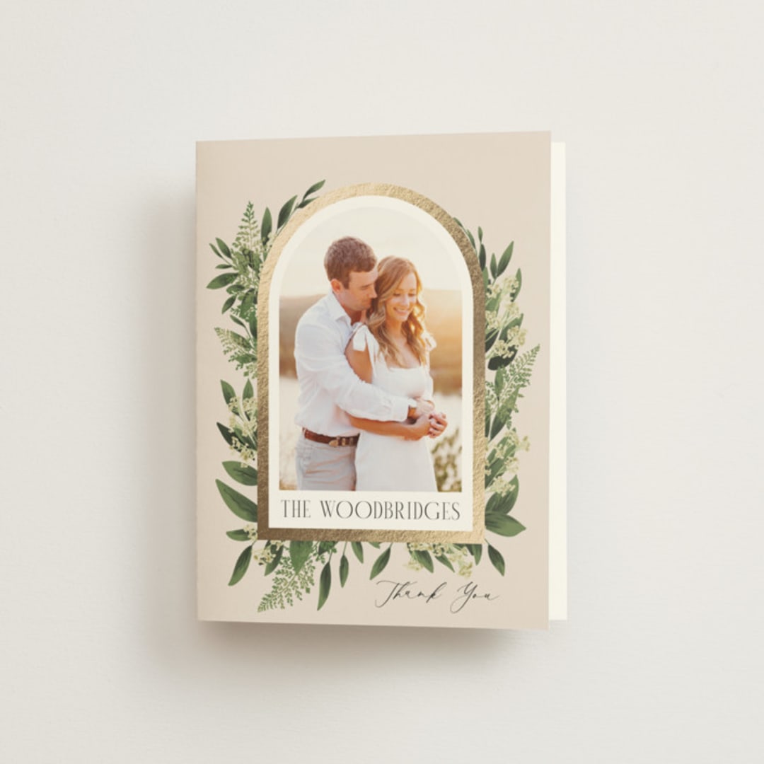"Bliss" - Wedding Thank You Cards in Champagne by Leah Bisch - Front