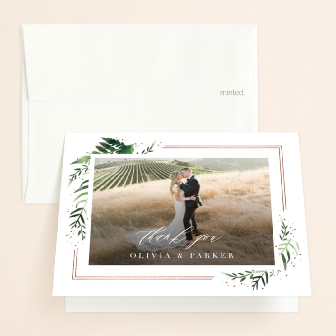 "Framed in Ferns" - Wedding Thank You Cards in Petal by Kristie Kern - Front