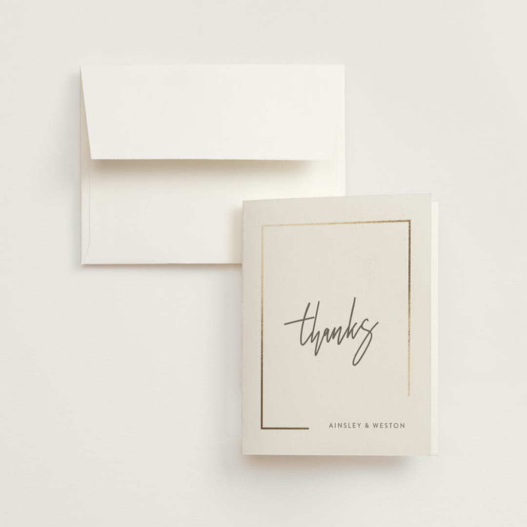 "Balanced" - Wedding Thank You Cards in Milk White by Robin Ott - Front
