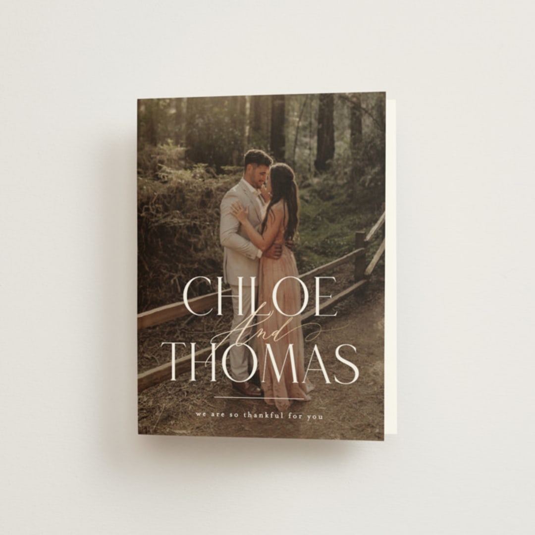 "Overlay" - Wedding Thank You Cards in Silk by Kelly Schmidt - Front