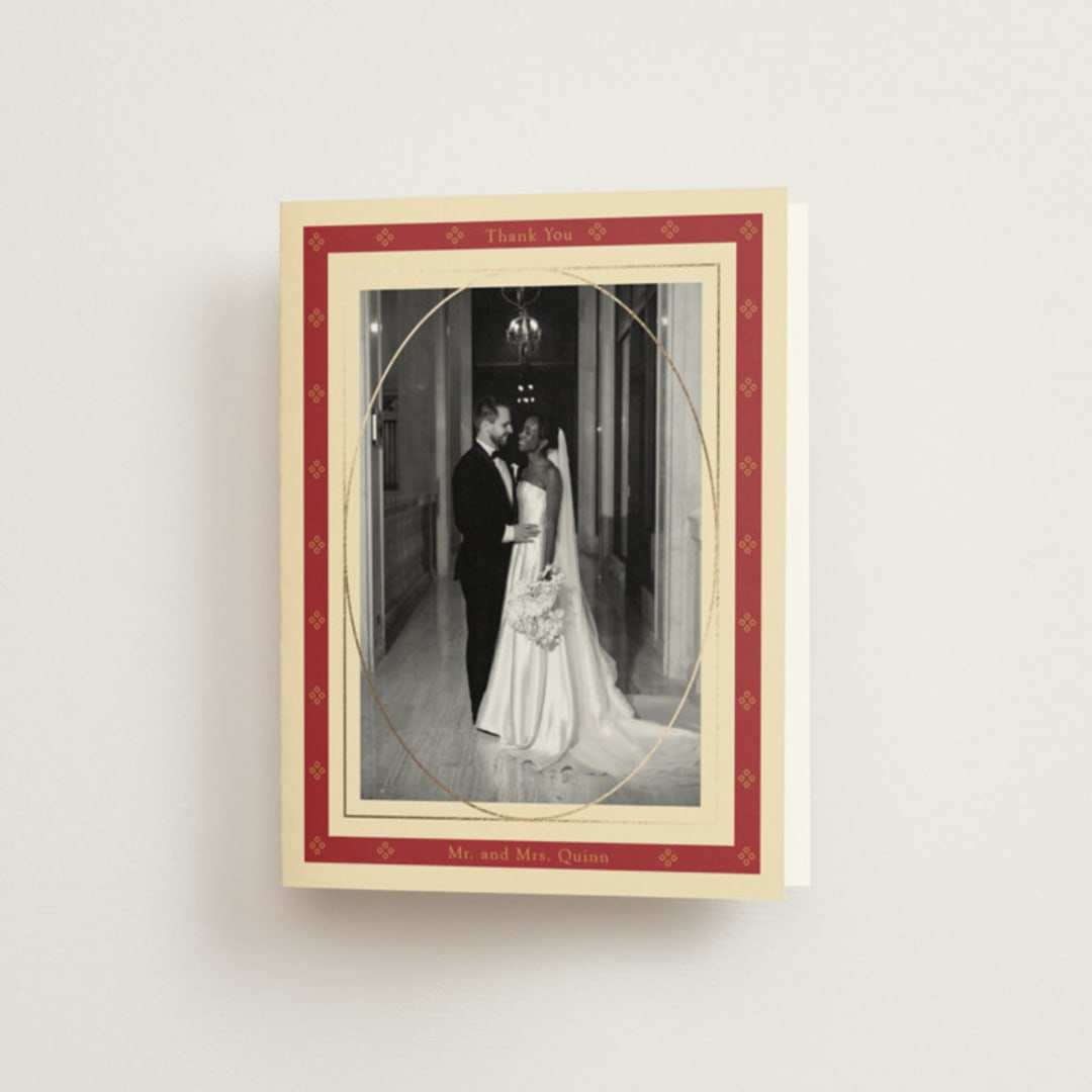 "Woven" - Wedding Thank You Cards in Navy by Baumbirdy - Front