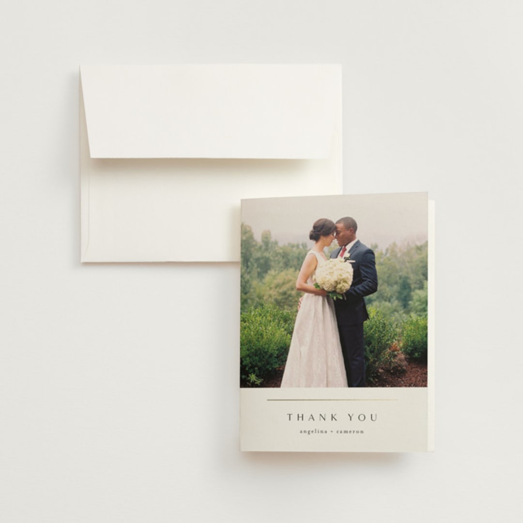 "Sophisticate" - Wedding Thank You Cards in Silk by Kelly Schmidt - Front