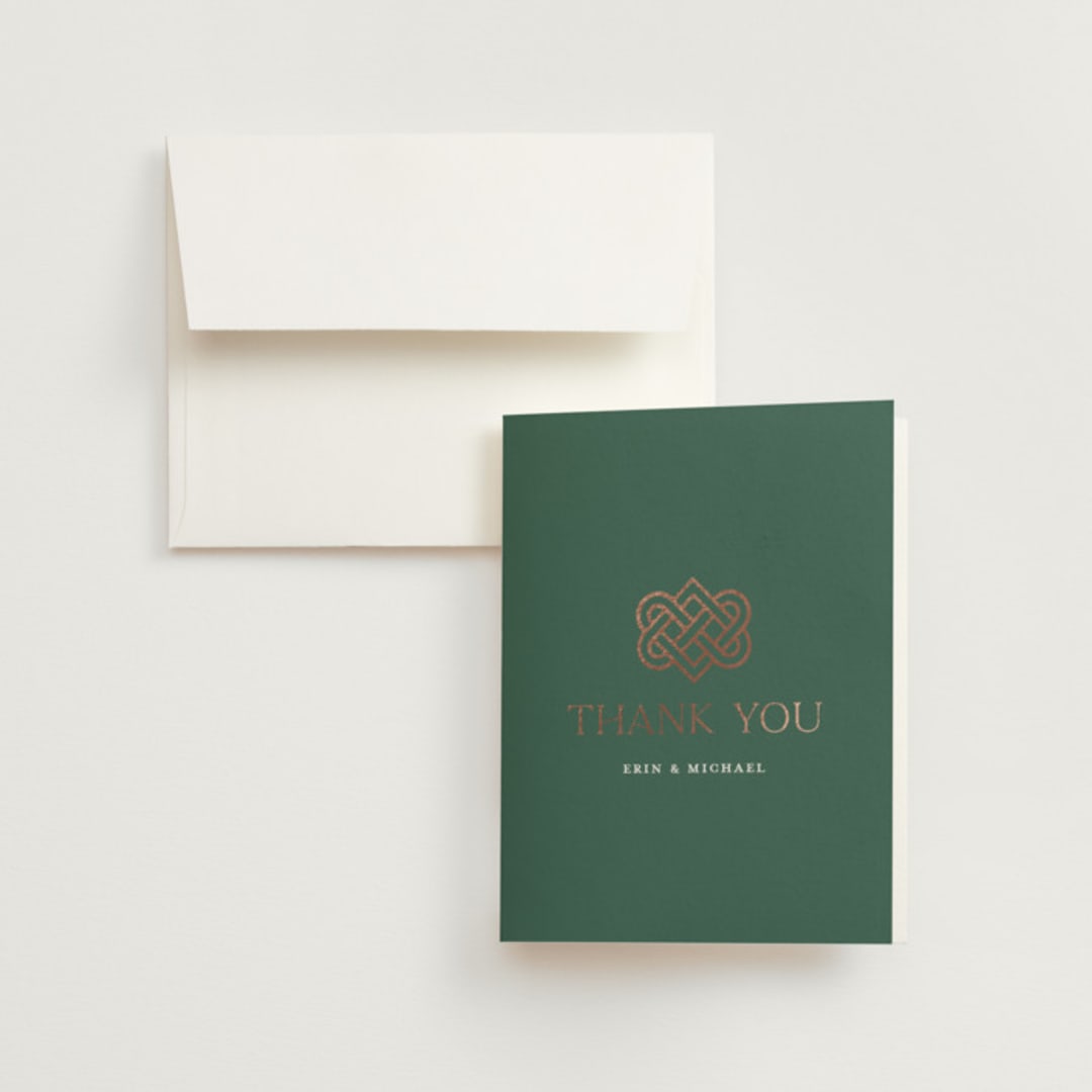 "Celtic Love Knot" - Wedding Thank You Cards in Clover by Kerry Doyle - Front