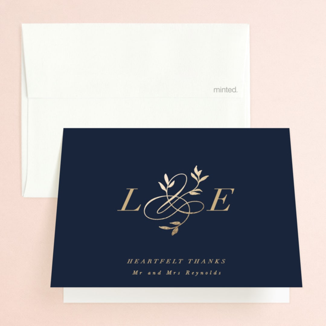 "Botanical Ampersand" - Wedding Thank You Cards in Navy by Hooray Creative - Front