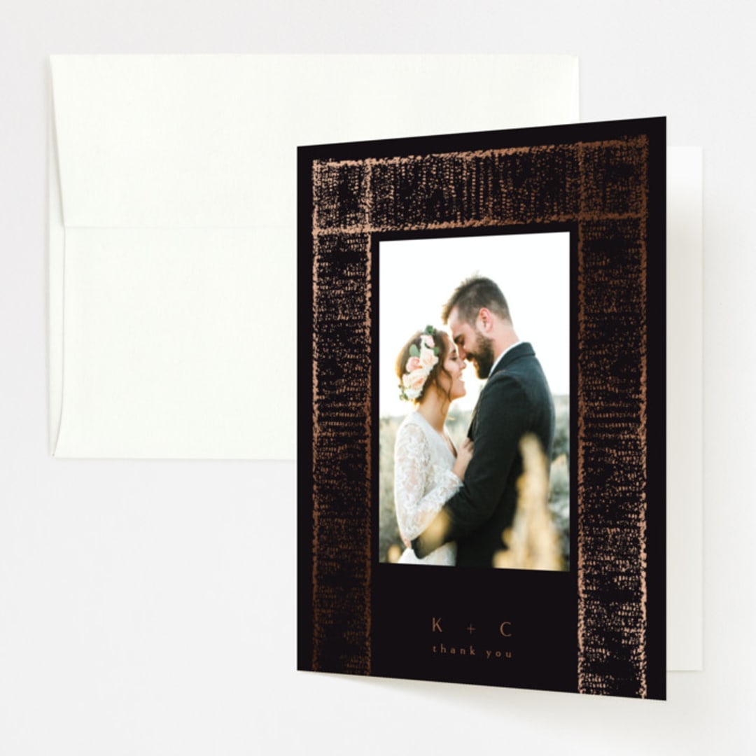 "Dazzling" - Wedding Thank You Cards in Noir by Phrosné Barwood - Front