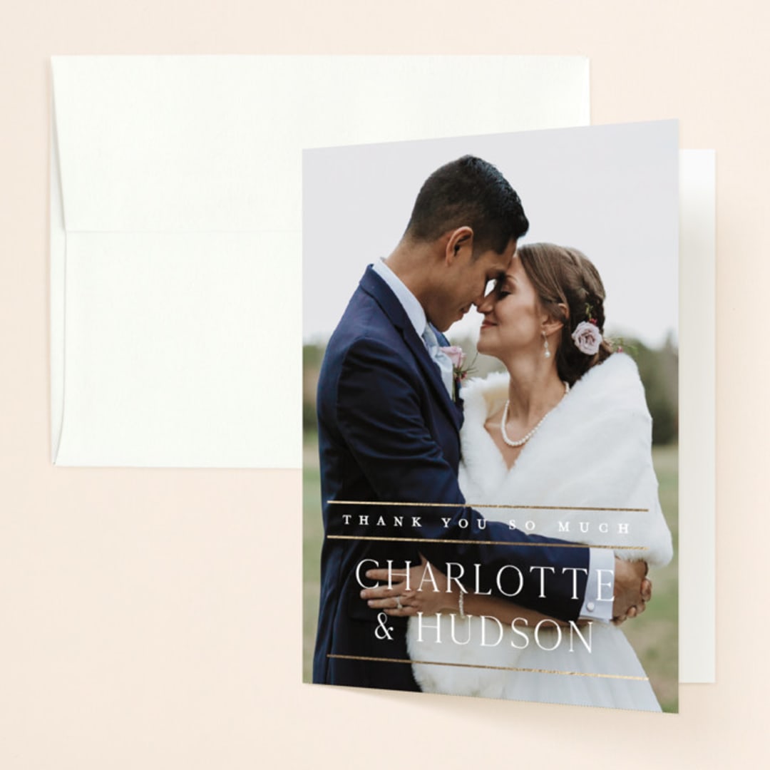 "Heard the news" - Wedding Thank You Cards in Cotton by Stacey Meacham - Front