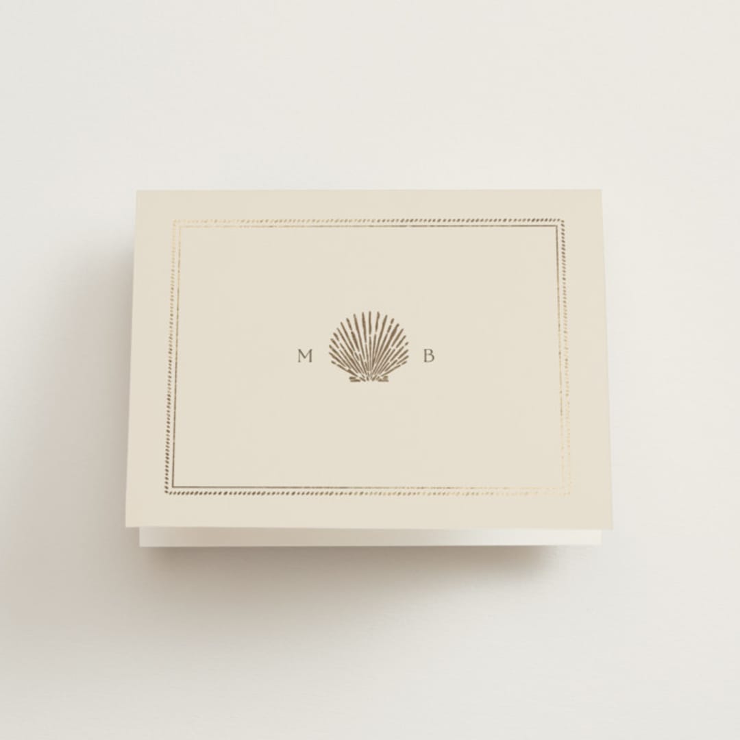 "Seaside" - Wedding Thank You Cards in Champagne by Griffinbell Paper Co. - Front