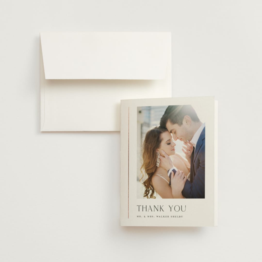 "Understated Elegance" - Wedding Thank You Cards in Cotton by Stacey Meacham - Front