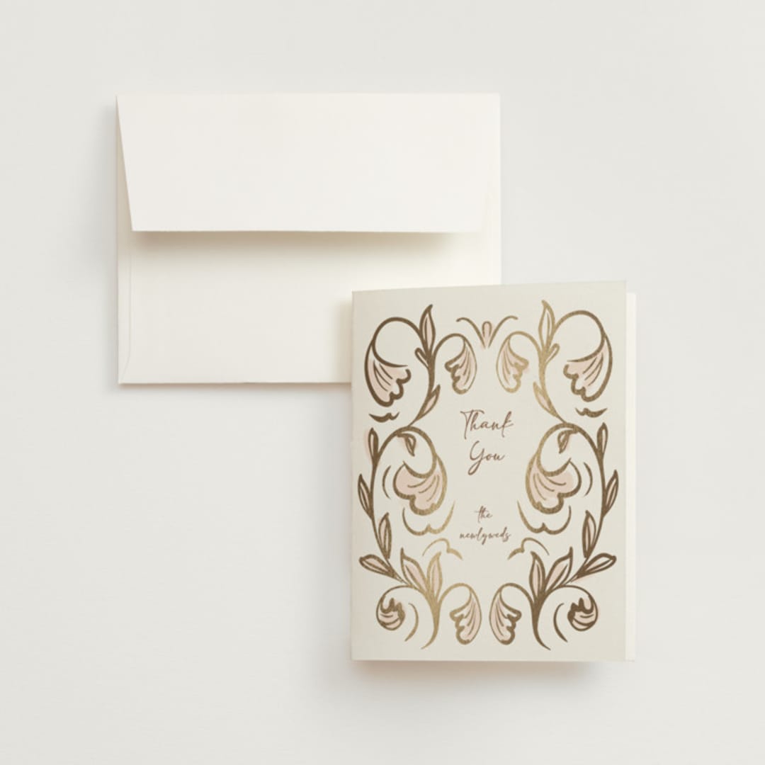 "Bella Bellissima" - Wedding Thank You Cards in Blush by Ani Somi - Front