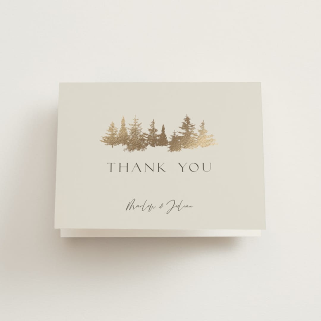 "Vista" - Wedding Thank You Cards in Fallen Snow by Robin Ott - Front
