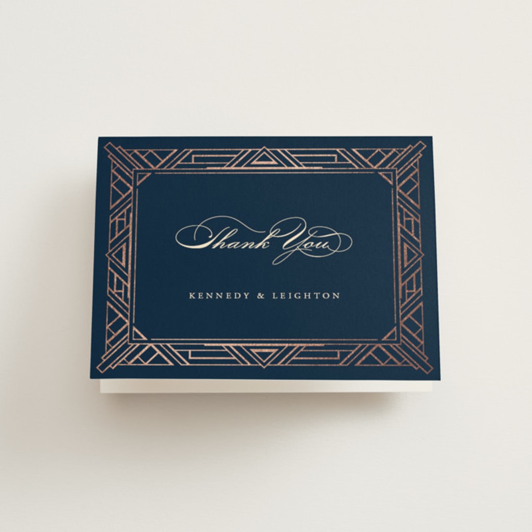 "Opulent Border" - Wedding Thank You Cards in Dark Navy by Hooray Creative - Front