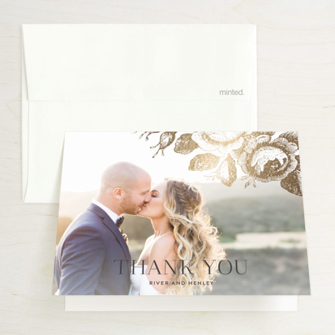 "Beloved" - Wedding Thank You Cards in Mist by Design Lotus - Front