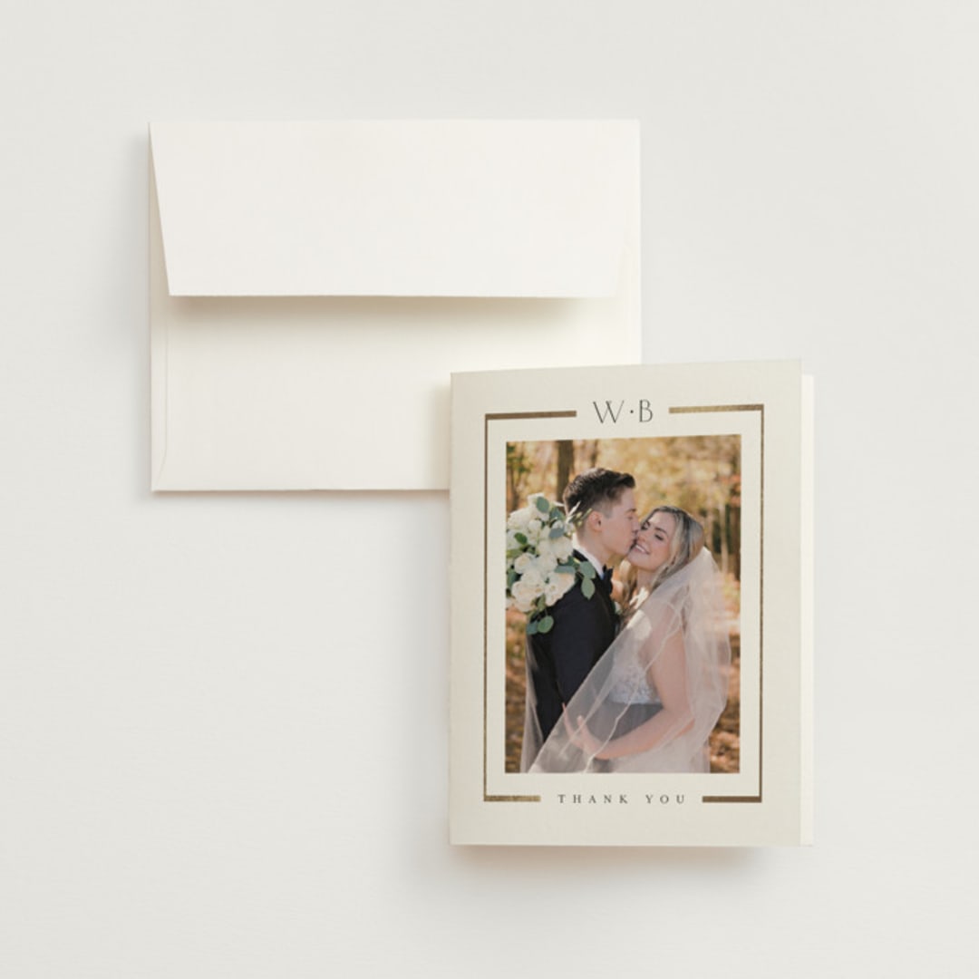 "Luster" - Wedding Thank You Cards in Cotton by Stacey Meacham - Front