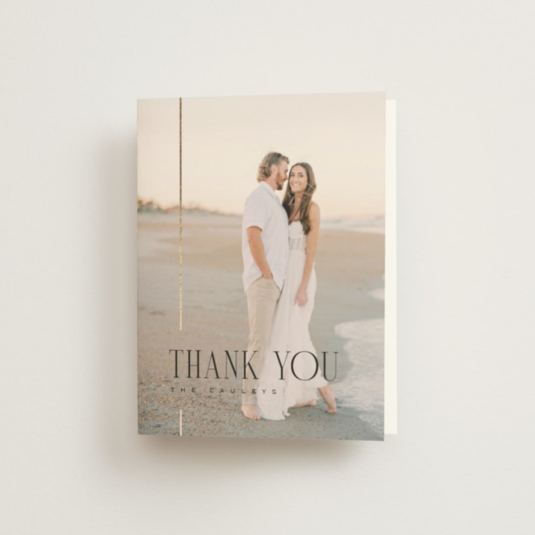 "Linear" - Wedding Thank You Cards in Silk by Laura Hankins - Front