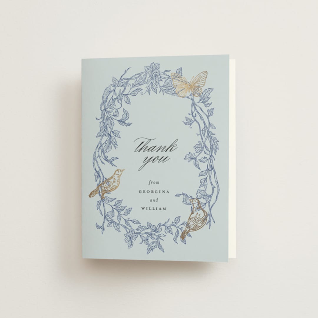 "meet me in the garden" - Wedding Thank You Cards in Cornflower by Grae - Front