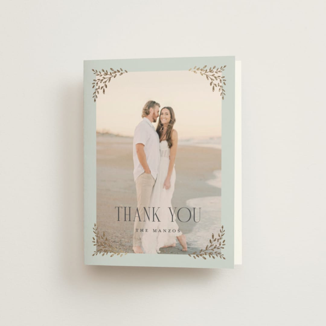 "Enchanted" - Wedding Thank You Cards in Mist by Laura Hankins - Front