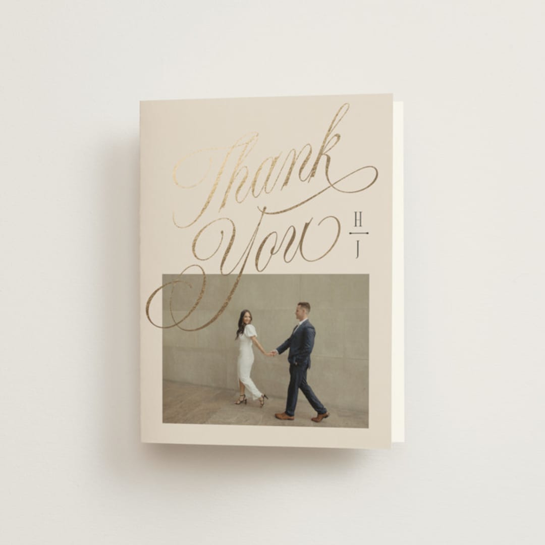 "Mirin" - Wedding Thank You Cards in Linen by Kate Ahn - Front
