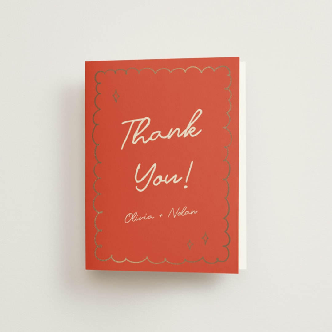 "Party On!" - Wedding Thank You Cards in Sangria Spark by Zove Ahhh - Front