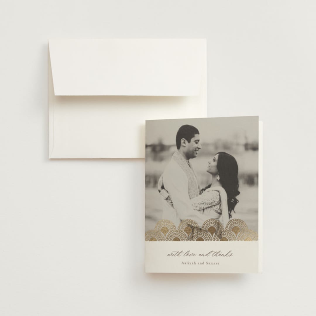 "Gilded Henna" - Wedding Thank You Cards in Lily by Mansi Verma - Front