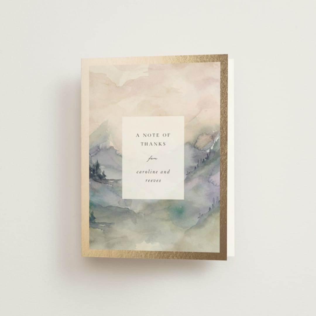 "Mountain" - Wedding Thank You Cards in Latte by Lori Wemple - Front