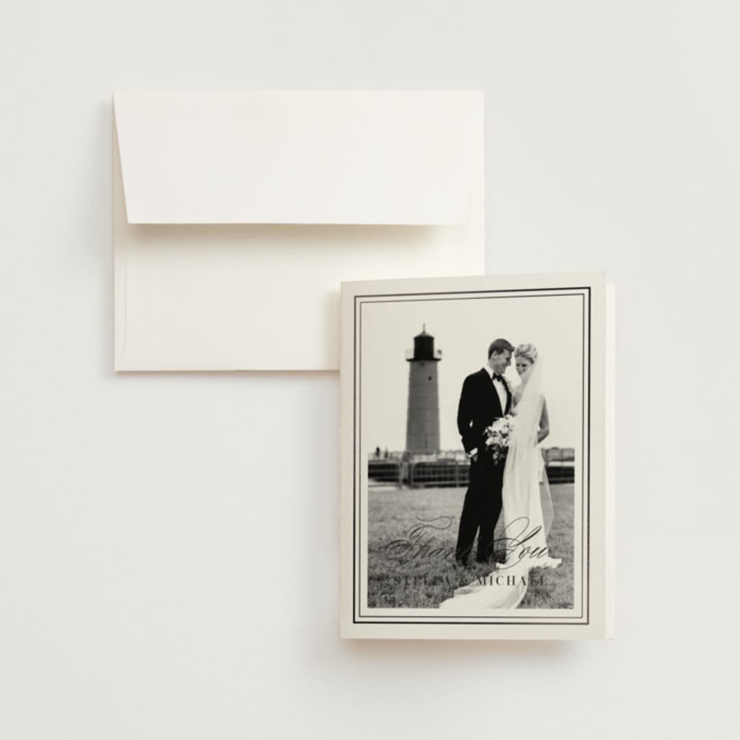 "Polished" - Wedding Thank You Cards in Cotton by Jennifer Postorino - Front
