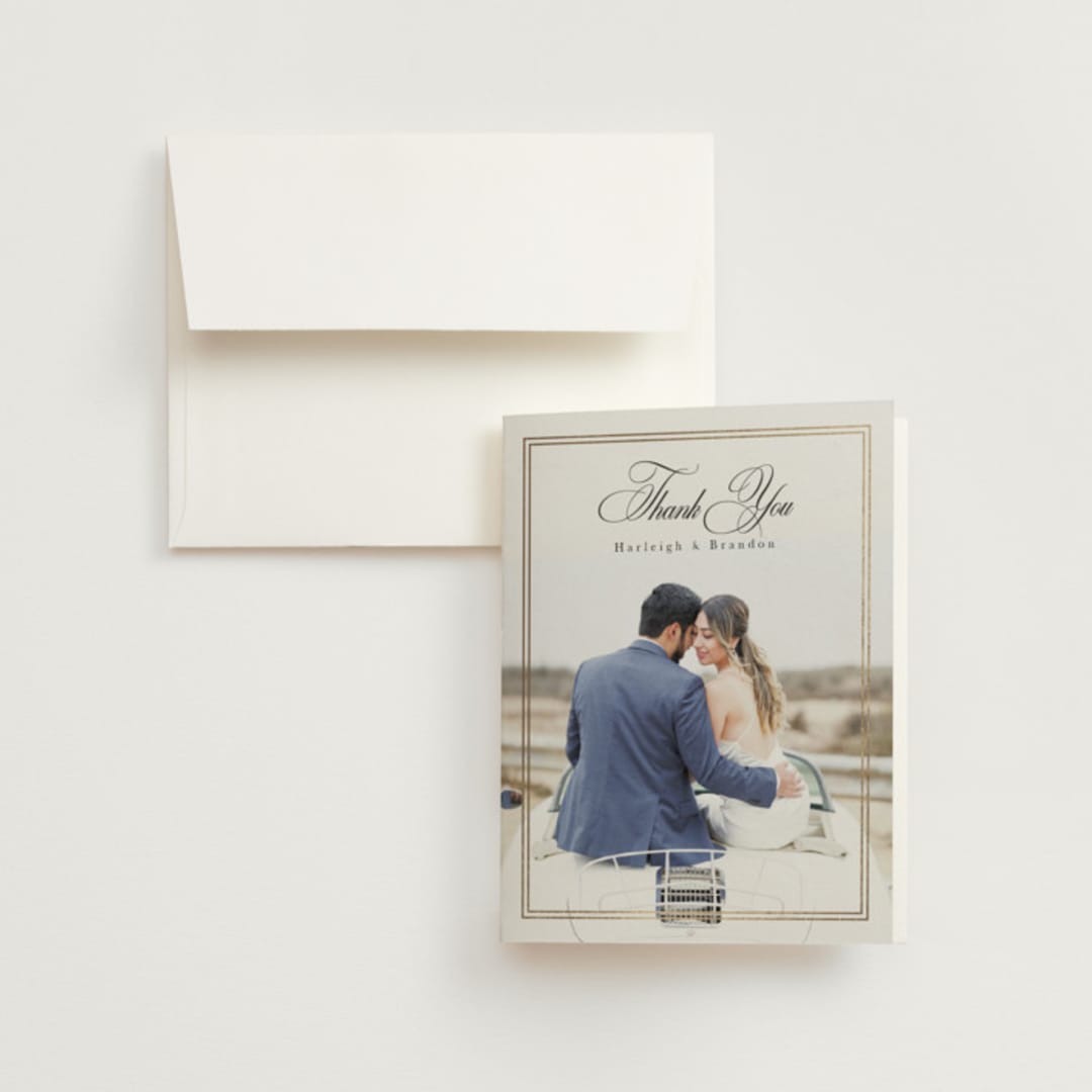 "Traditionalist" - Wedding Thank You Cards in Snow by Sarah Brown - Front