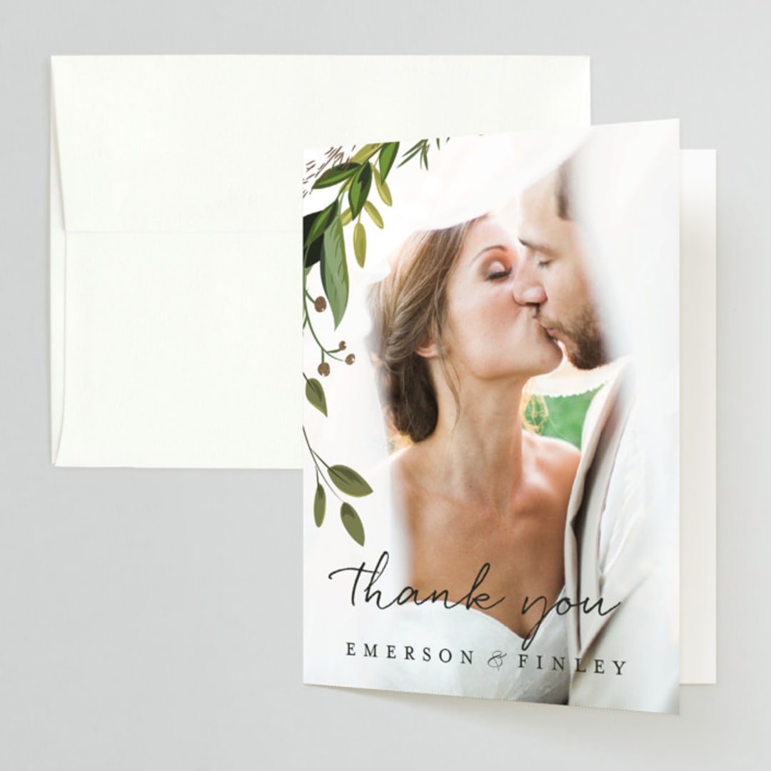 "Vines of Green" - Wedding Thank You Cards in Fern by Susan Moyal - Front