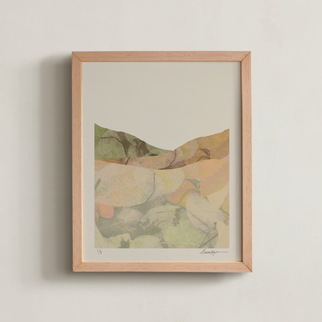 "Hillside Flora (edition of 5)" - Rare Edition Art Print in Greenery by Little Valley Studio - Framed